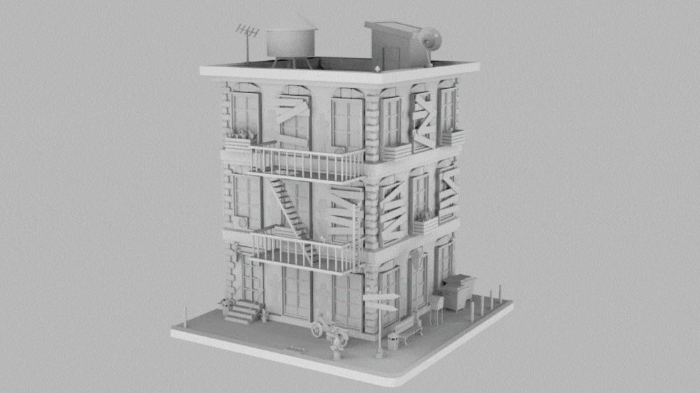 Immeuble style semi-réaliste